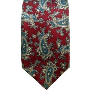 Christian Dior All Silk Paisley Red Necktie Made in USA